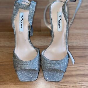 Nina iridescent Sparkling Silver Women's Heels